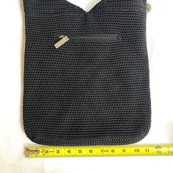 Vintage The Sak Black Crochet Shoulder Bag Boho Purse with Lining - Picture 7 of 8